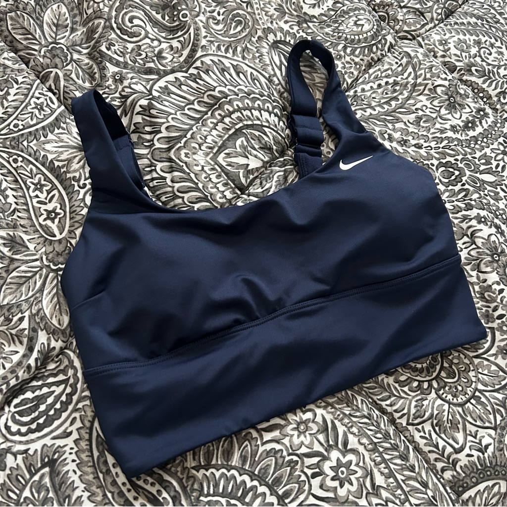 Nike Essential Scoop Neck Bikini Top Navy Blue Adjustable Straps Women’s Small